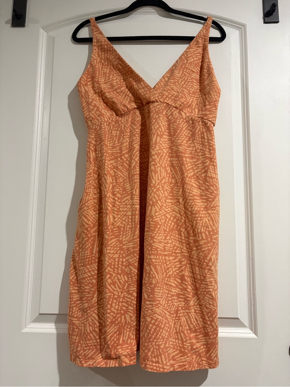 Prana Coral-Orange Printed V-Neck Midi Dress